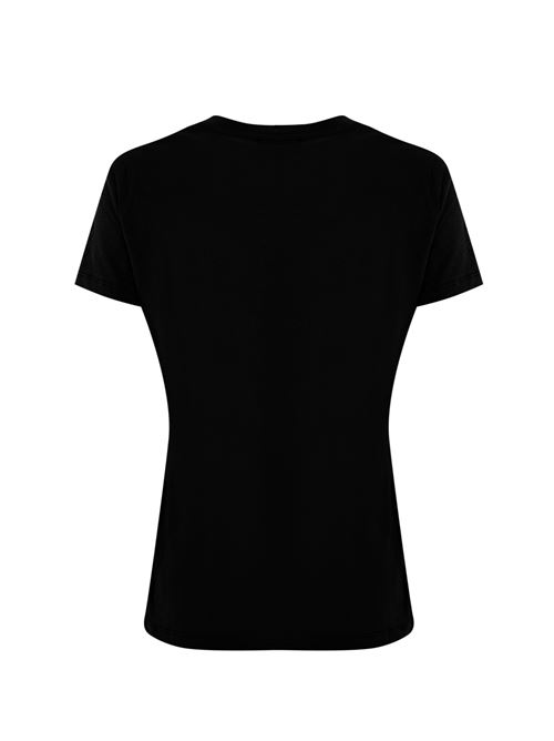 T-shirt in jersey nero con logo strass Elisabetta Franchi | MA00346E2110